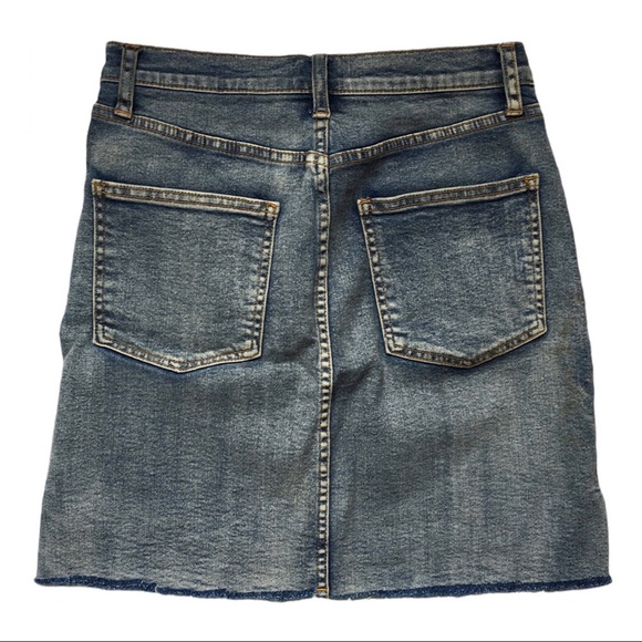 Aritzia Wilfred Free cut off high waisted raw edge denim jean skirt size 6 - Picture 5 of 11